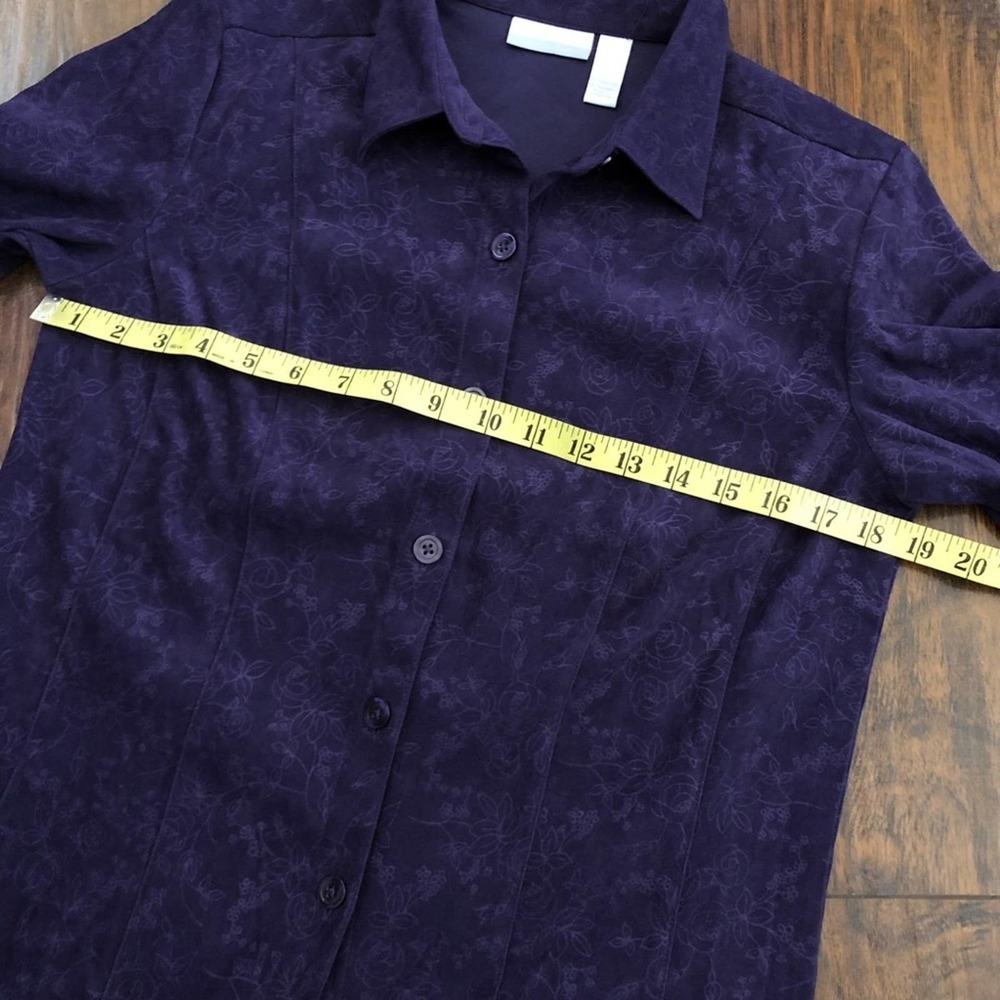 Cascade Blue Purple Floral Embossed Velvet Top - Picture 9 of 10